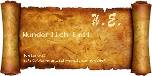 Wunderlich Emil névjegykártya